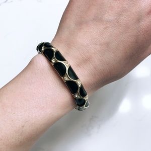 Gold Hinged Cuff Bracelet with Crystals